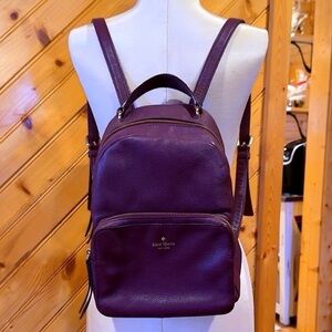 Kate Spade Pebbled Leather Mini Backpack Plum Burgundy Gold Hardware
